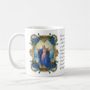 Mug Vierge Marie Florale prière mémoriale religieuse  
