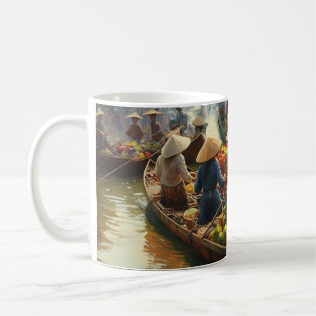 Mug Viêt-nam peinture sur le marché de l'eau (Gauche)