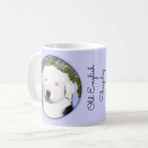 Mug Vieux anglais Sheepdog Puppy Peinture - Chien Art