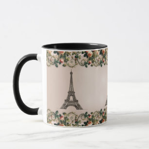 Mug Vignes Rose Pâle Paris Tour Eiffel Style Shabby Ch