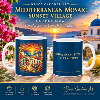 Mug Village Café Coucher de soleil Mosaïque Méditerran