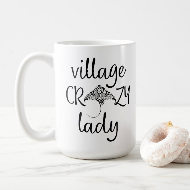 Mug Village Dame folle avec un Stingray (Avec donut)