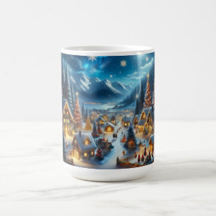 Mug Village de Noël magique sous la neige et la lumièr