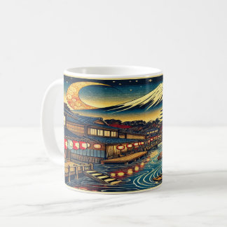 Mug Village Japonais Enchantant Sous Fuji Lune
