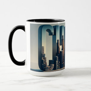 Mug Ville De Chicago Avec Réflexion De L'Eau