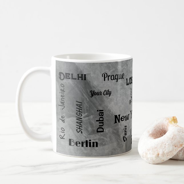 Mug ville de gris Mega (Avec donut)