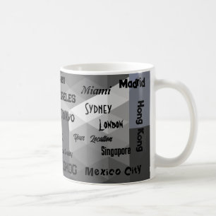 Mug ville géométrique gris bleu Mega