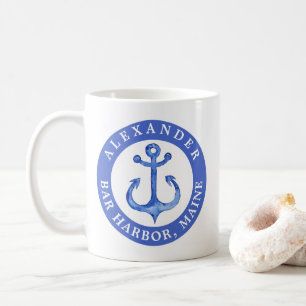 Mug Ville personnalisée Ancre marine marine personna