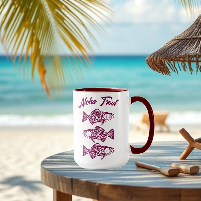 Mug Vin d'Aloha Trout-Hawaii (Aloha Trout Fisherman Trend Hawaiian Fish Beach Summer Mug Red)