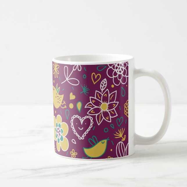 Mug Vin Oiseaux et fleurs Whimsical (Droite)