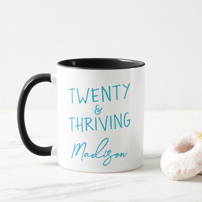 Mug VINGT ans et épanouissement 20e anniversaire drôle (Avec donut)