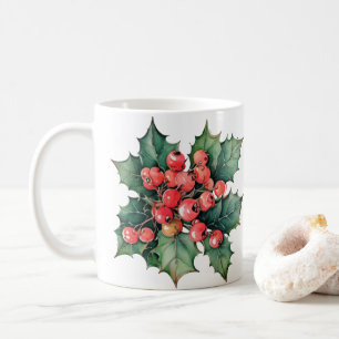 Mug Vintage aquarelle sainte baies feuilles