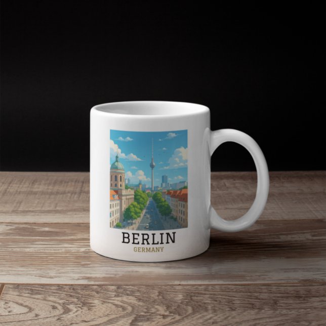 Mug Vintage Berlin Skyline TV Tower Skyline View (Vintage Berlin Skyline TV Tower Skyline View Coffee Mug)