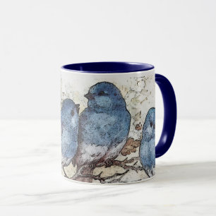 Mug Vintage bluebird illustration oiseaux mignons natu