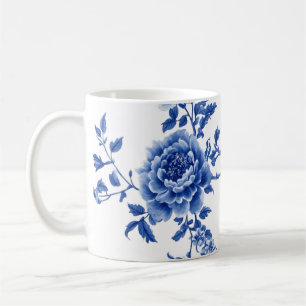 Mug Vintage Chinoiserie Bleu Blanc Papillons Fleurs