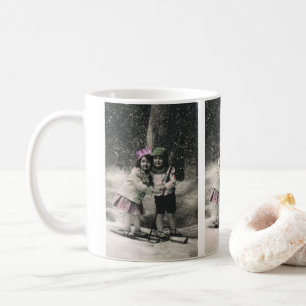 Mug Vintage Christmas, Best Friends on Skis