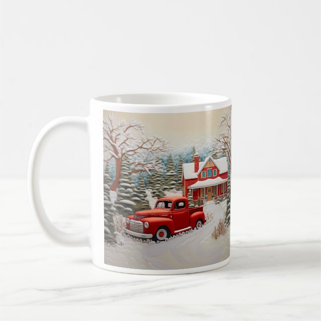 Mug Vintage Christmas Farm Scene (Gauche)