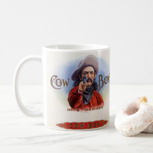 Mug Vintage Cigar Étiquette Art, Cowboy frappe la marq