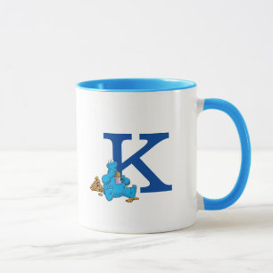 Mug Vintage Cookie Monster Manger Cookies Monogramme K