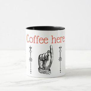 Mug vintage doigt pointant main noir et blanc