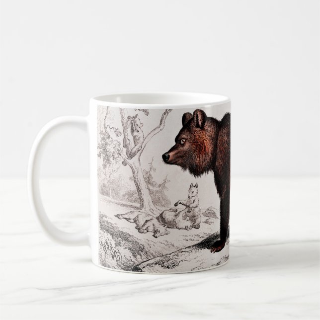 Mug vintage d'ours Brown illustré (Gauche)