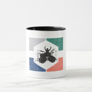 Mug Vintage Drummer Jouant au tambour les années 70 s