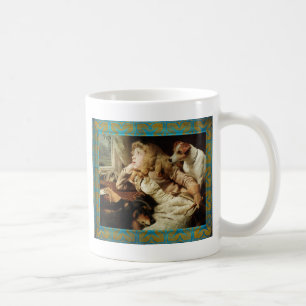 Mug Vintage fille et deux chiens Grunge encadrée