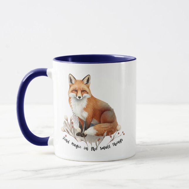 Mug Vintage Fox with Botanical Accents (Gauche)