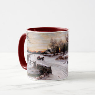 Mug Vintage hiver Pays Scène Noël Cadeau