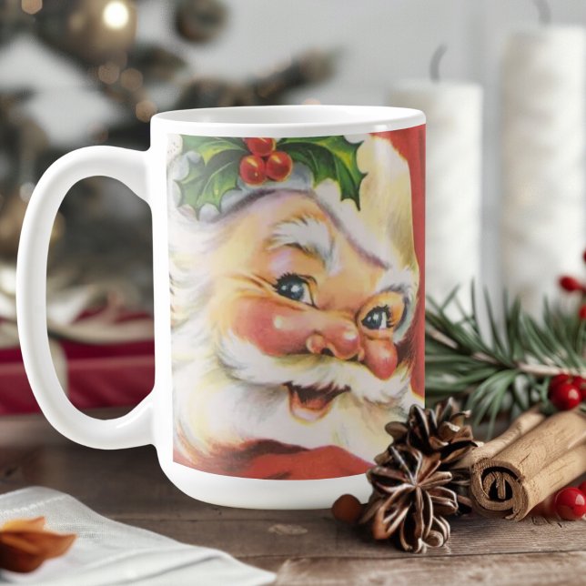 Mug Vintage Holly Jolly Noël Noël (Vintage Holly Jolly Santa Claus Christmas Holiday Coffee Mug)