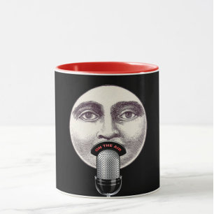 Mug Vintage homme dans la lune plein visage microphone