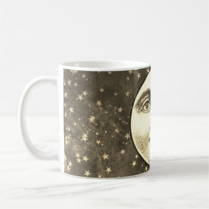 Mug Vintage homme dans la lune plein visage sépia or b