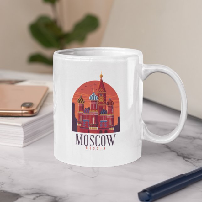 Mug Vintage Moscou Russie Kremlin Skyline (Vintage Moscow Russia Kremlin Skyline Coffee Mug)