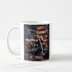 Mug Vintage Motorcycle USA Drapeau Retro Biker América