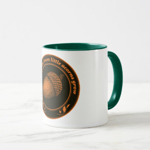 Mug Vintage Orange Noir Proverbe Chêne Acorn Plante Mu