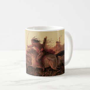 Mug Vintage Ouest, chasse au bison indien par Charles 
