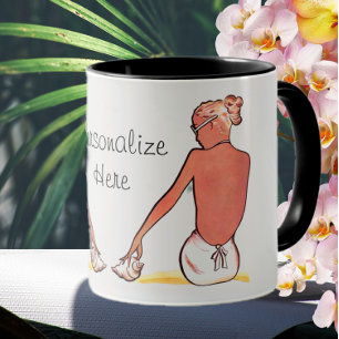 Mug Vintage plage rétro coquillage fille été