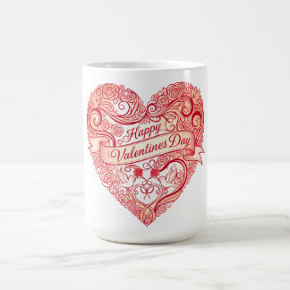 Mug Vintage Red Floral Heart Valentine's Day Classic
