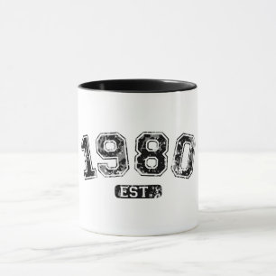 Mug Vintage Rétro 1980 Grunge Est. Graphique établi