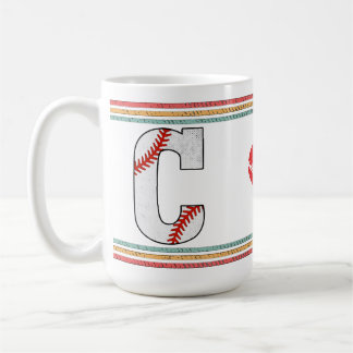 Mug Vintage Retro Baseball Letter C Typography