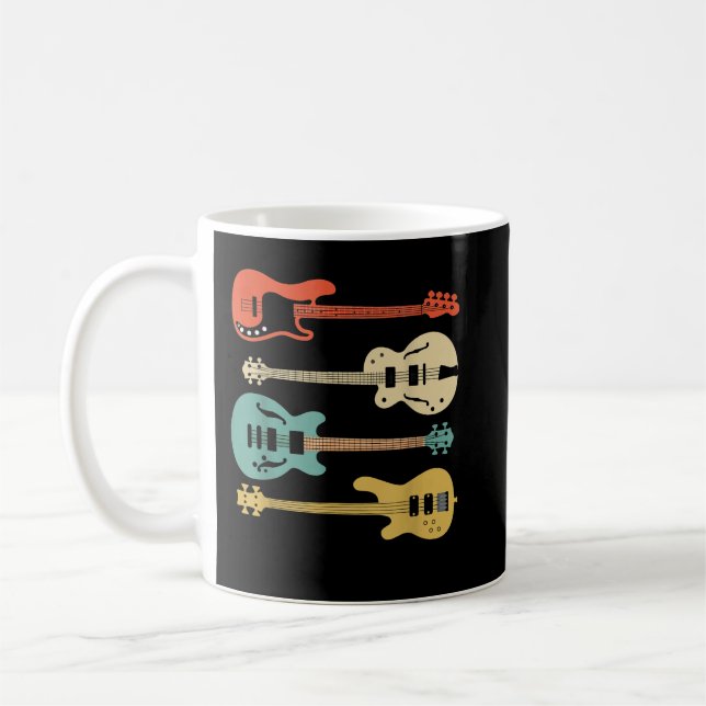 Mug Vintage Retro Bass Guitare (Gauche)