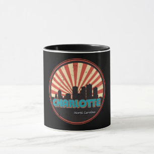 Mug Vintage Retro Charlotte North Carolina NC Skyline