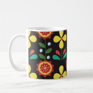 Mug Vintage rétro vintage fleurs lignes verticales cou