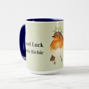Mug Vintage Robin Oiseau Floral Cottagecore Café