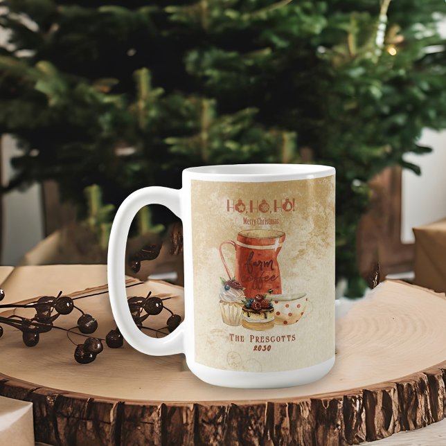 Mug Vintage Rustique Kraft Farmhouse Noël (Créateur téléchargé)