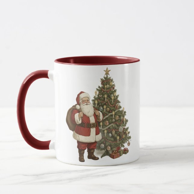 Mug Vintage Santa & Christmas Tree (Gauche)