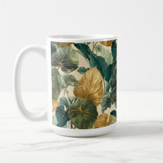 Mug vintage tropical leaf pattern aesthetic