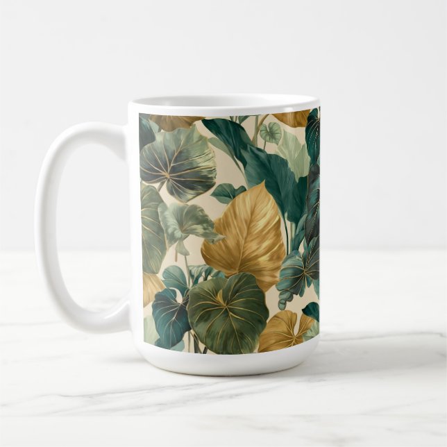 Mug vintage tropical leaf pattern aesthetic (Gauche)