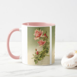 Mug Vintage Valentine's Day Pink Victorian Garden Rose