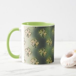 Mug Vintage Vert, gris et orange shamrock St Patrick